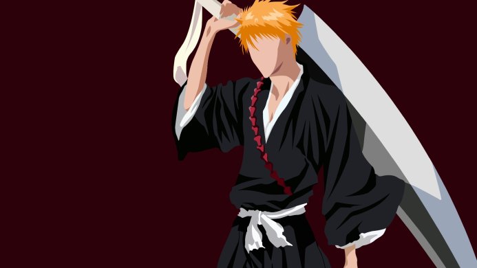 Ichigo Kurosaki from Bleach with sword, minimalistic vector illustration