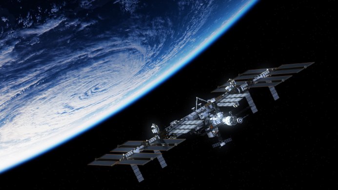 International Space Station orbiting Earth, seen from space