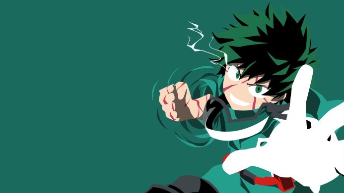 Izuku Midoriya from My Hero Academia with a determined expression and clenched fist