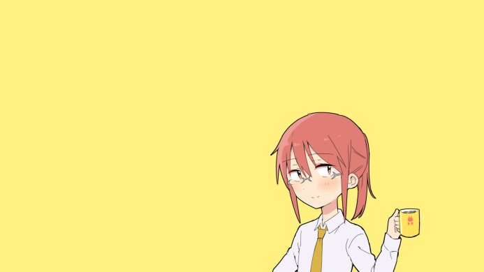 kobayashi from miss kobayashi's dragon maid, with a cup in her hand