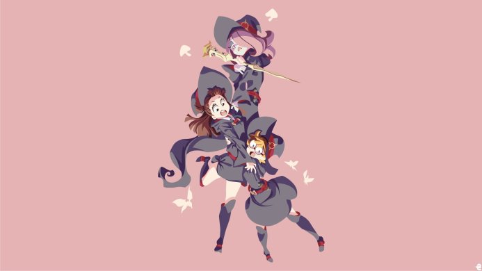 Akko, Lotte and Sucy from Little Witch Academia in a stylized illustration