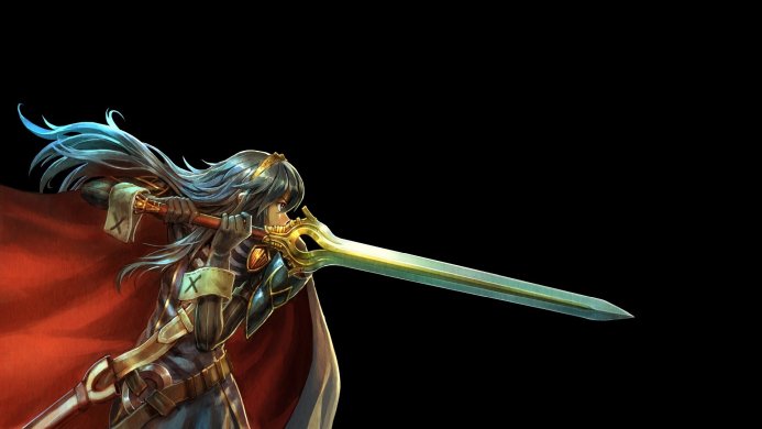 Lucina from Fire Emblem, wielding a sword, ready for battle