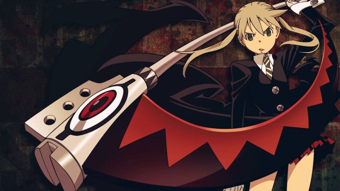 Maka Albarn from Soul Eater with her scythe weapon