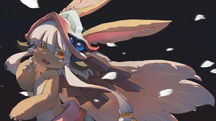 Nanachi, a character from Made in Abyss, with fur and a gentle expression