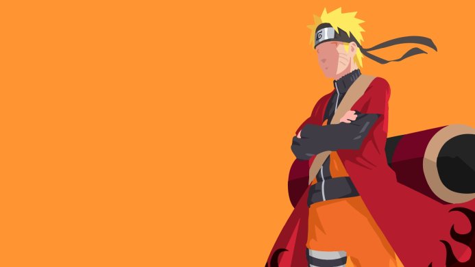 Naruto Uzumaki from Naruto with arms crossed in a red cloak and orange pants