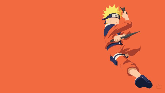 Naruto Uzumaki in an orange suit throws kunai, Naruto