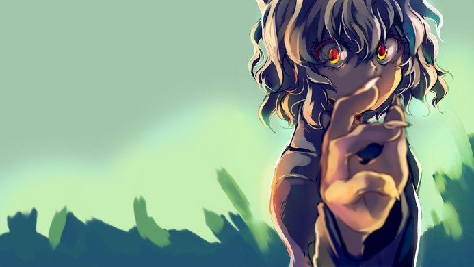 Neferpitou, a character from Hunter x Hunter, pointing at the viewer with a menacing gaze