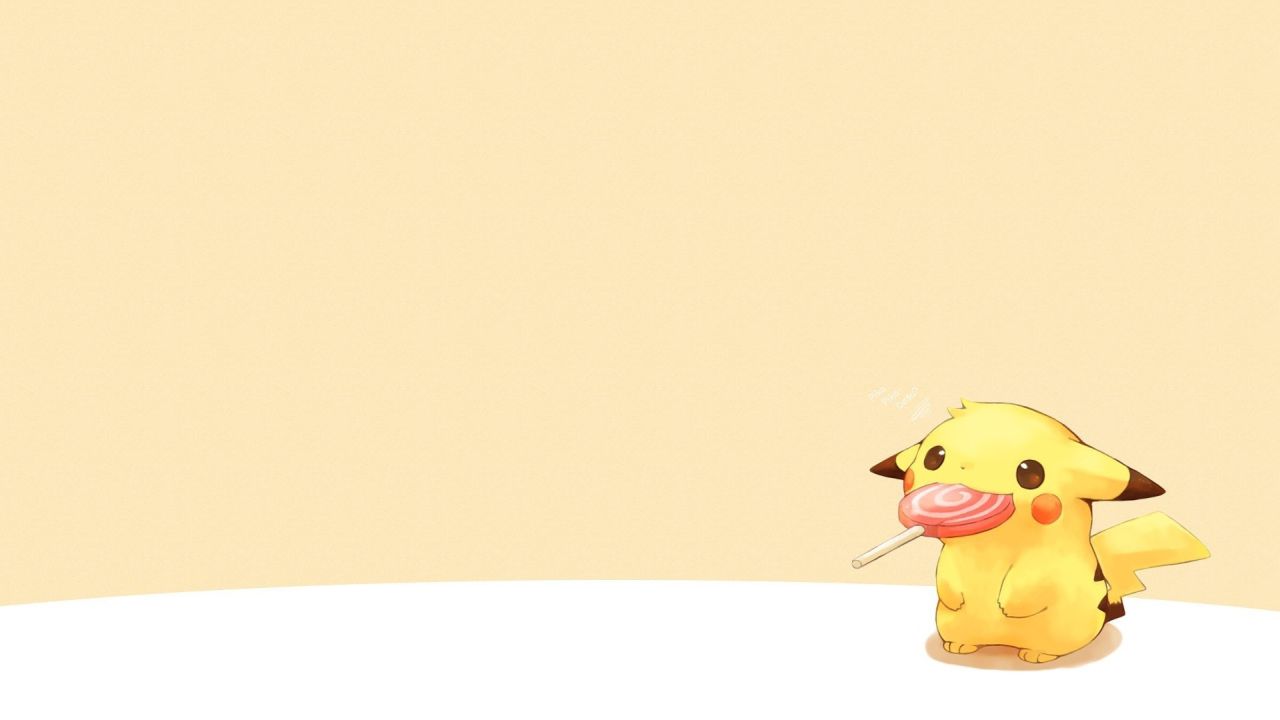Pikachu eating a lollipop
