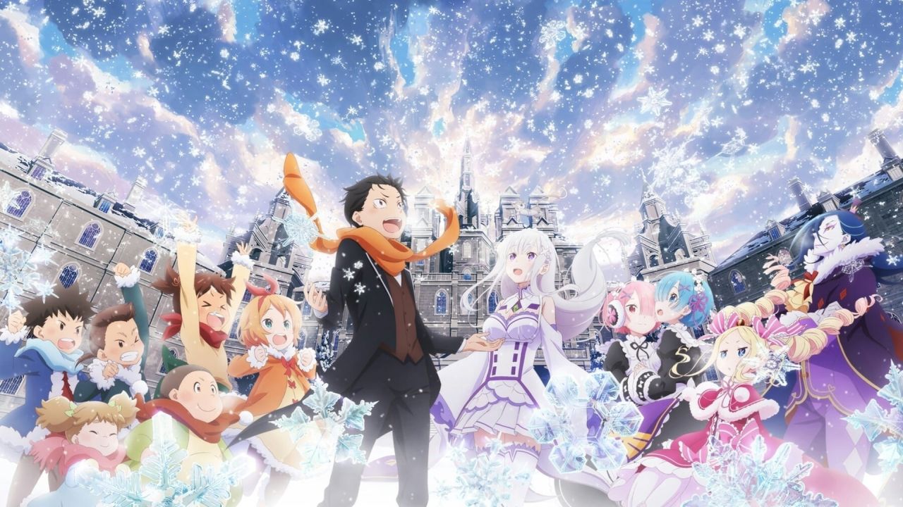 Re Zero characters winter snow celebration