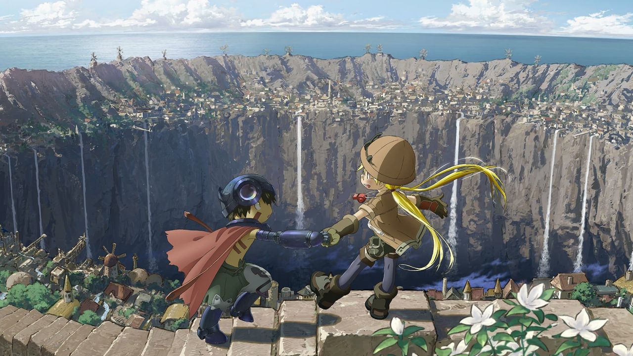 Riko and Reg overlook the town from the abyss edge