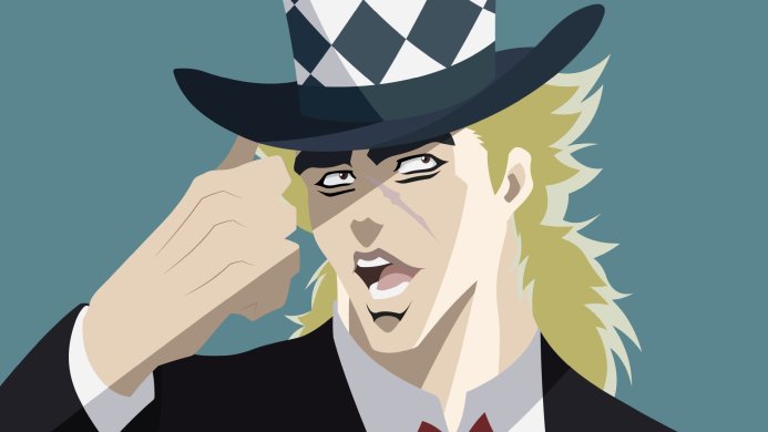 Robert E.O. Speedwagon from JoJo's Bizarre Adventure in a suit and checkered hat