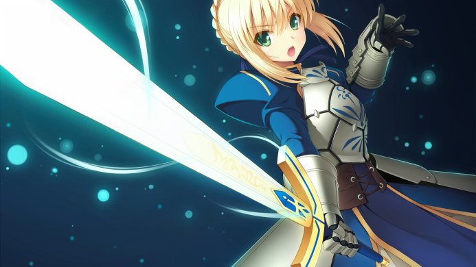 Saber from Fate/stay night with her sword, Excalibur