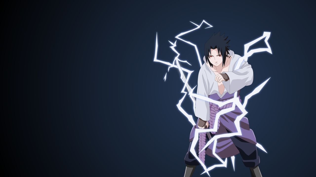 Sasuke Uchiha from Naruto with lightning power