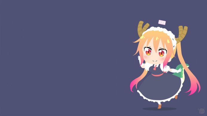 Tohru, a character from Miss Kobayashi's Dragon Maid, in chibi style with horns and a tail