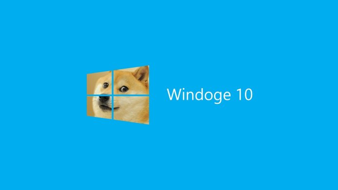 Windoge 10 logo with a Doge meme inside the Windows logo
