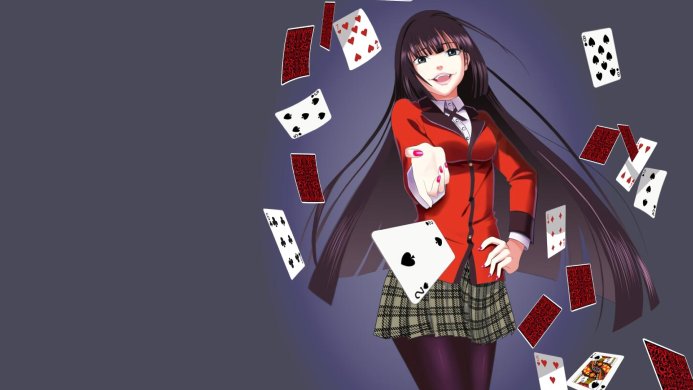 Yumeko Jabami from Kakegurui surrounded by playing cards