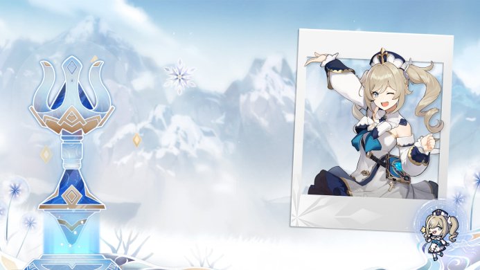 Barbara from Genshin Impact in a photo with winter background