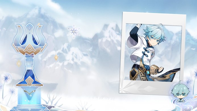 Chongyun, a character from Genshin Impact, in winter setting