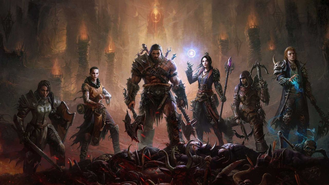 Group of heroes in Diablo IV game