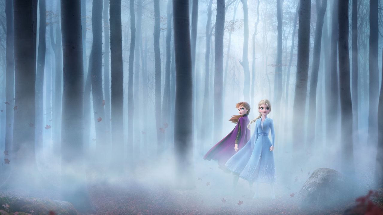 Anna and Elsa in the forest