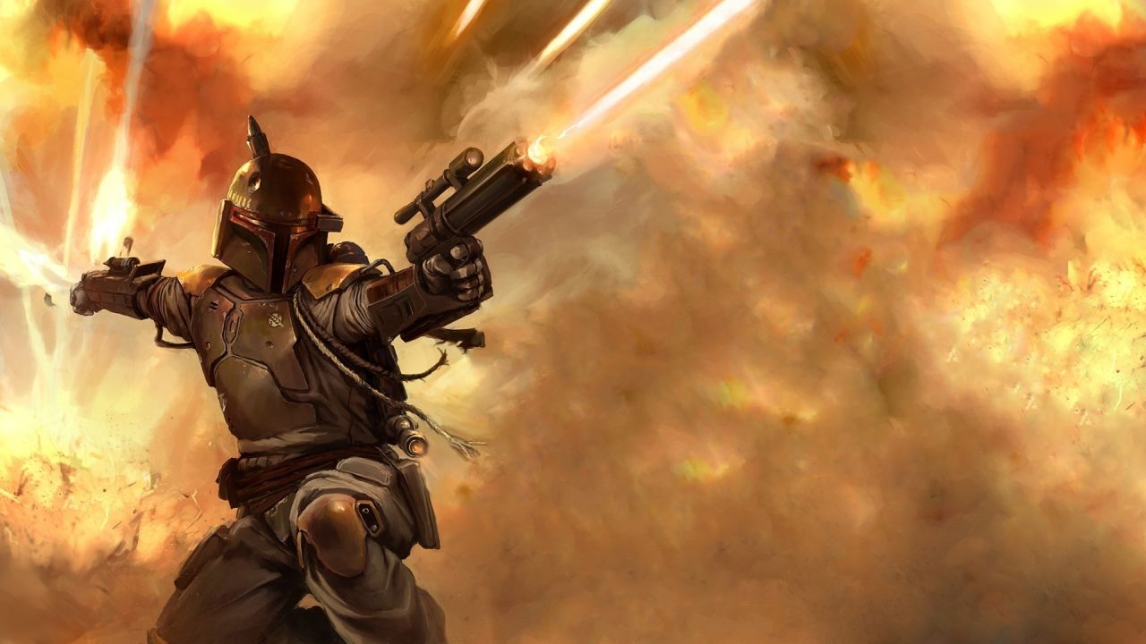 Boba Fett firing blaster