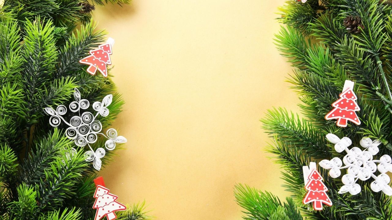 Christmas background with fir and ornaments