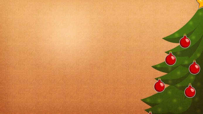 Christmas tree with red ornaments on a brown background