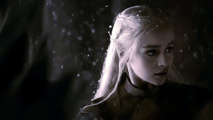 Daenerys Targaryen from Game of Thrones in a snow scene
