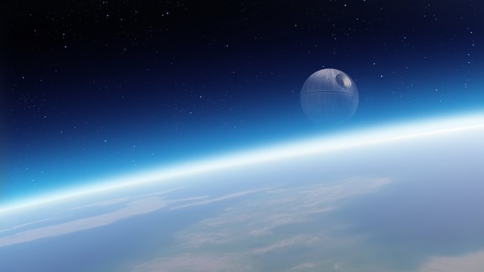 Death Star in orbit above a planet, Star Wars