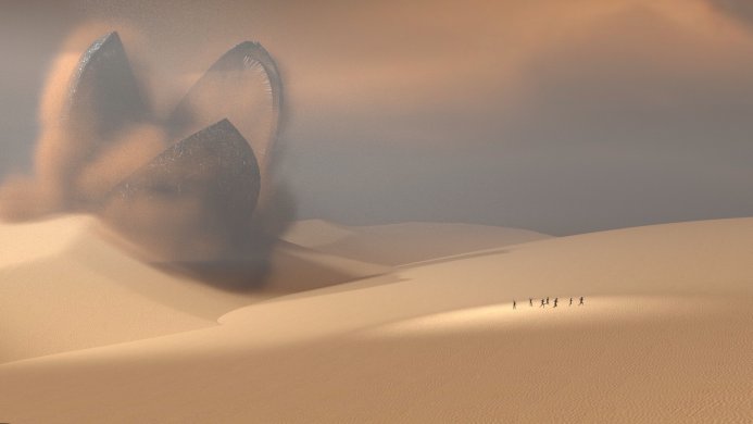 Giant Sandworm in the desert, Dune