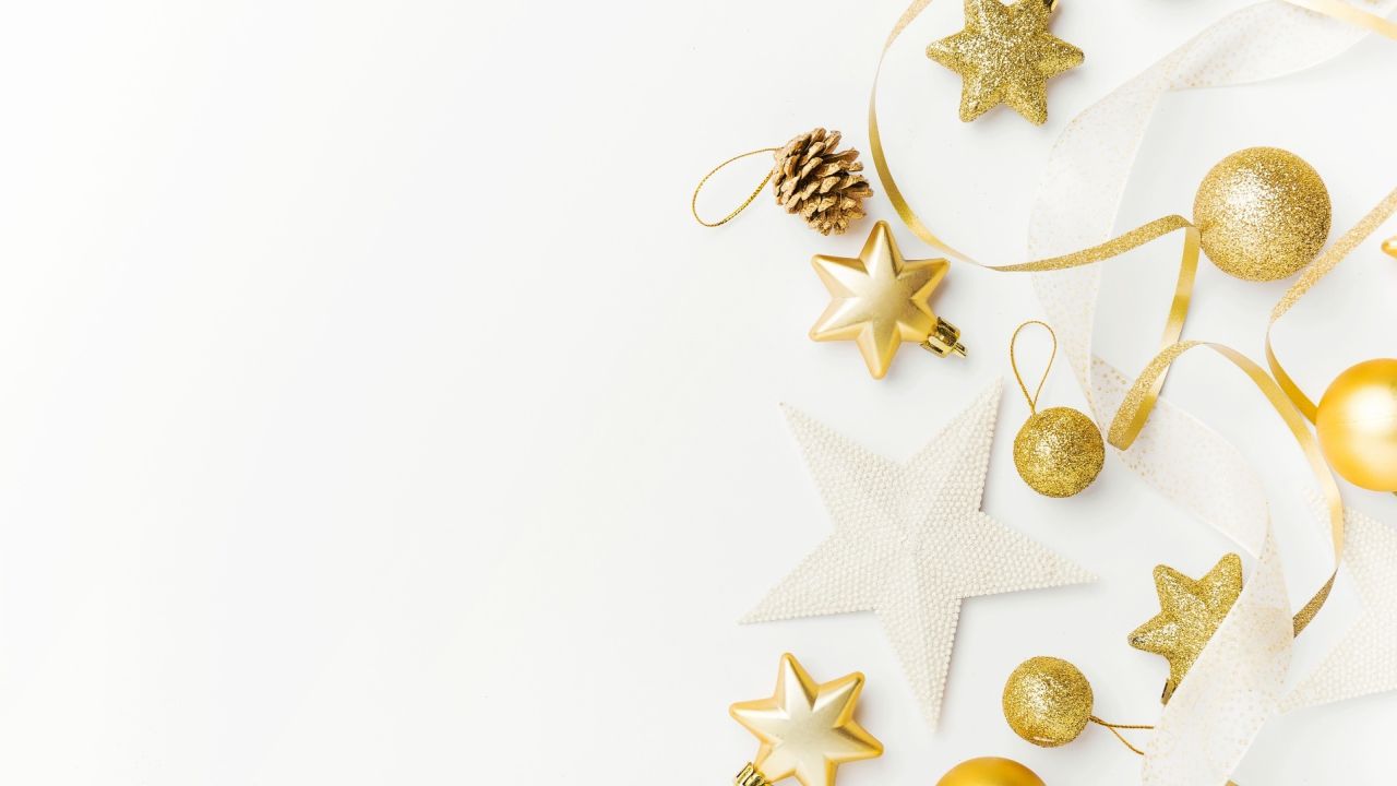 Christmas decorations stars balls and ribbon