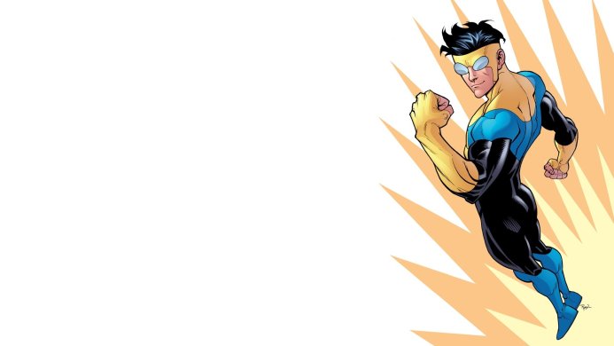 Invincible, the superhero from the comic book series, flying in his costume