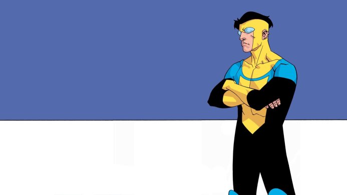 Invincible, a superhero from the Invincible TV series, with crossed arms
