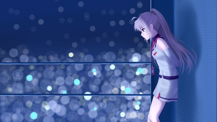 Isla from Plastic Memories looking at city lights, profile view