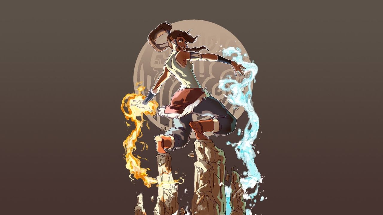Korra using fire and water bending