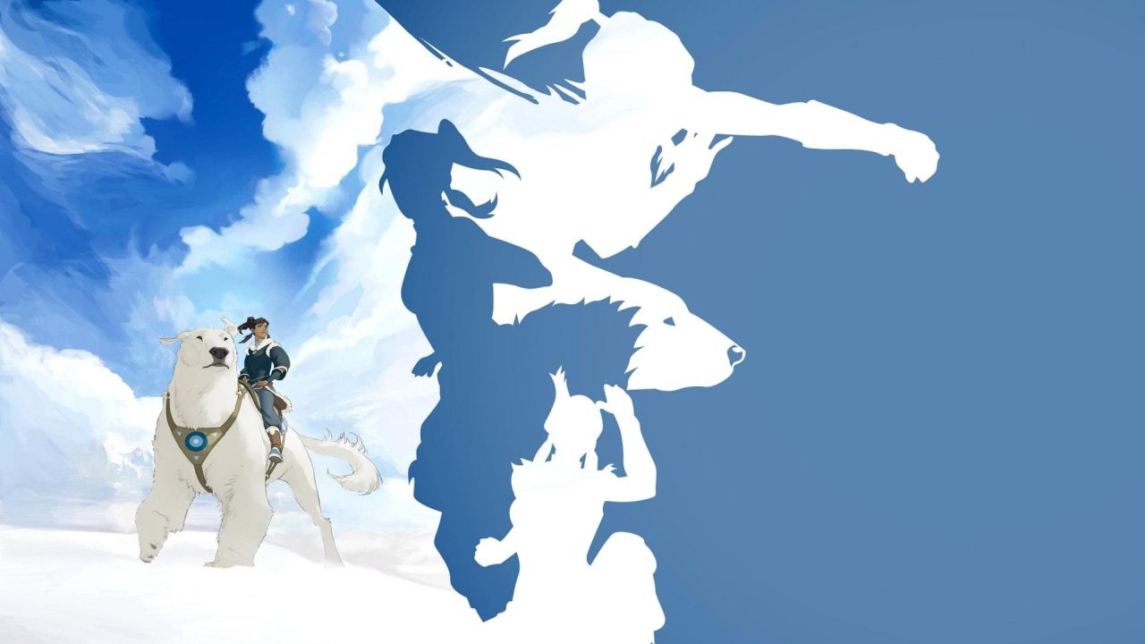 Korra on Naga in action pose