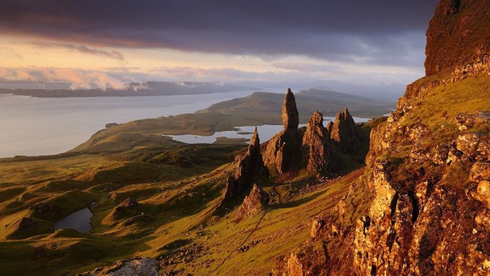 Scenic view of the Old Man of Storr in Scotland