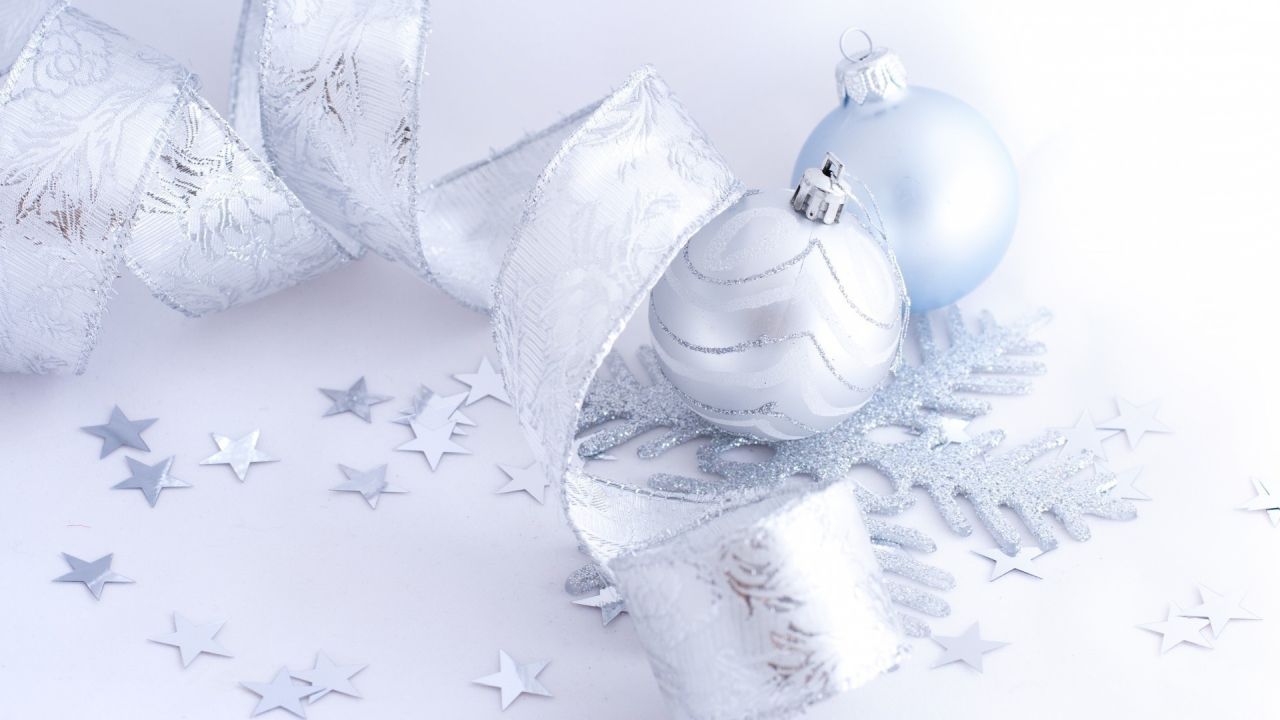 Christmas balls and silver decorations