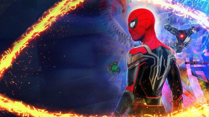 Spider-Man in his suit from Spider-Man: No Way Home with electrical effects