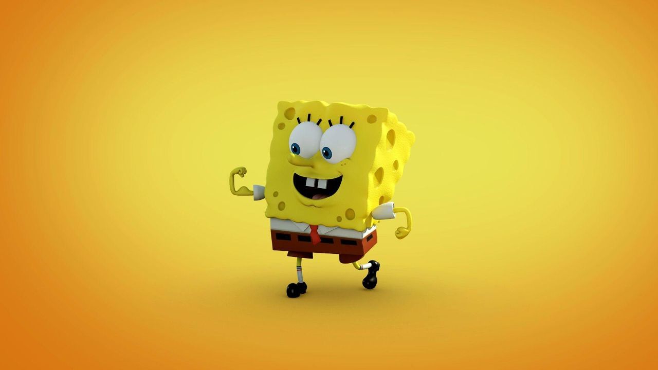 SpongeBob SquarePants on a yellow background