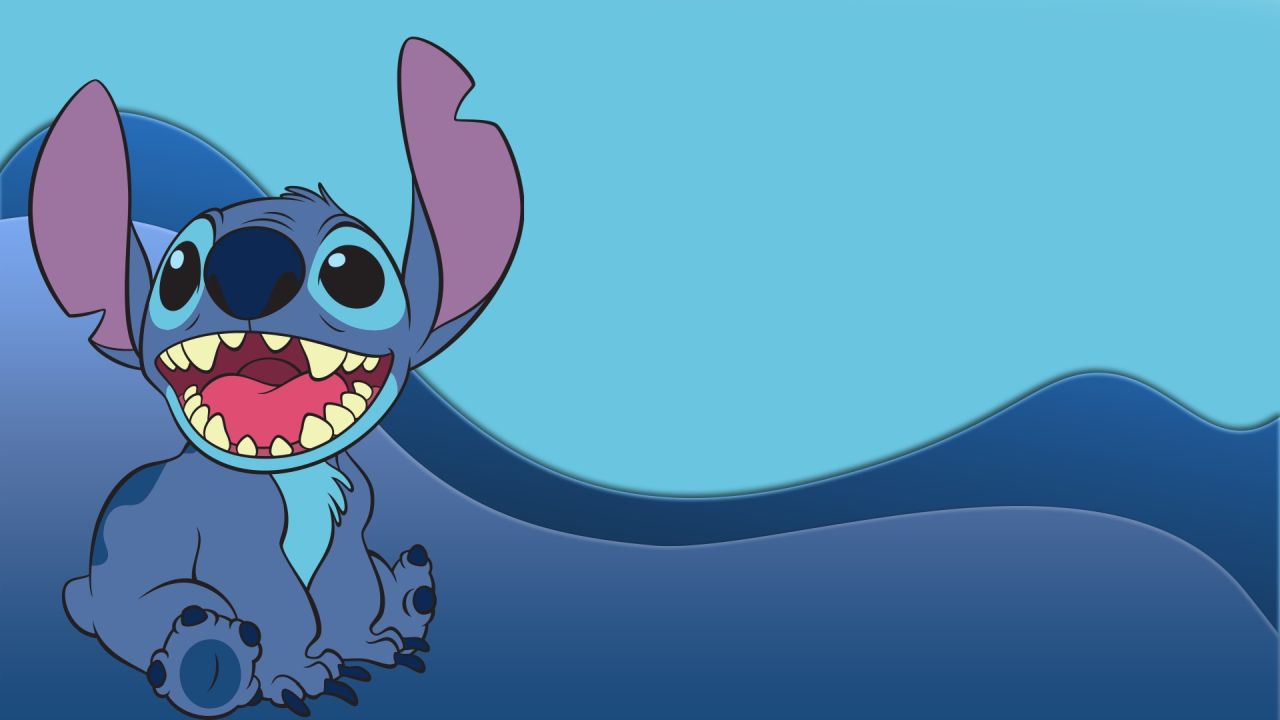 Cartoon Stitch smiling with open mouth