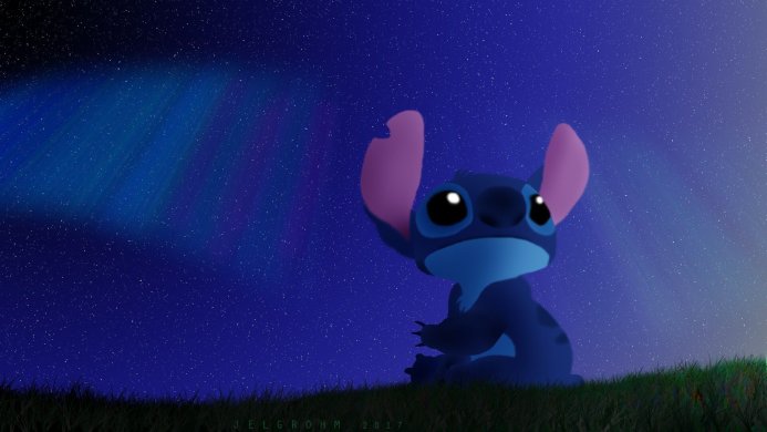 Stitch gazing at the stars