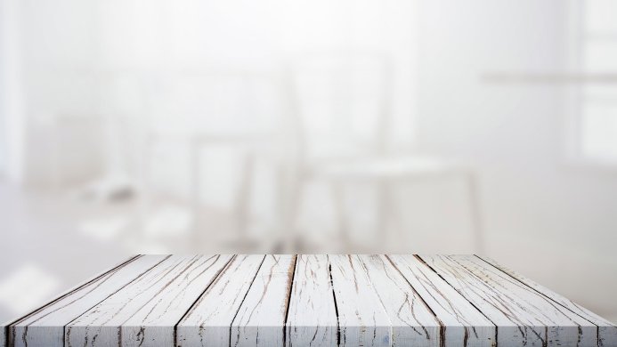 White wooden table in a bright room