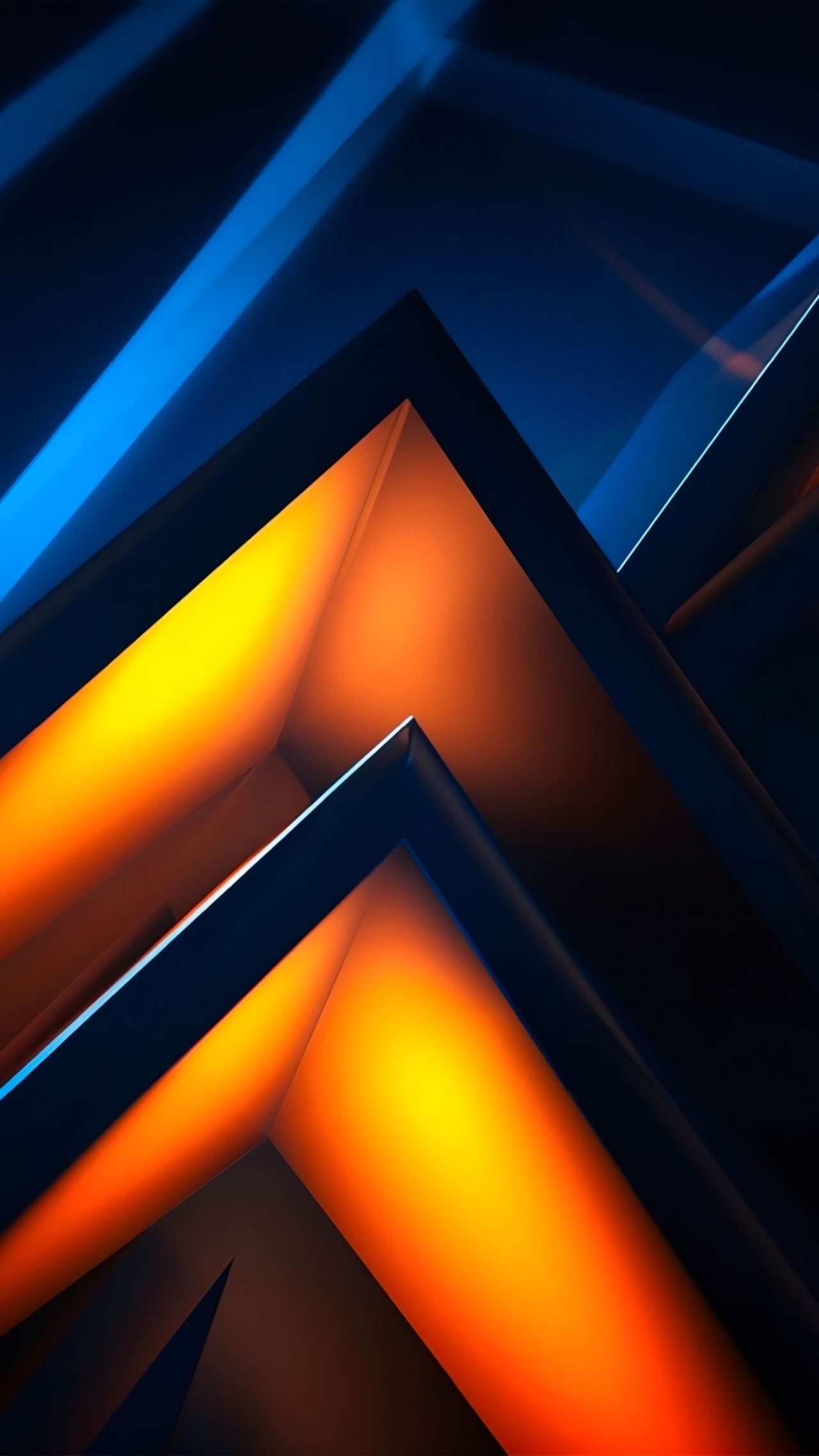 Abstract geometric shapes orange blue light