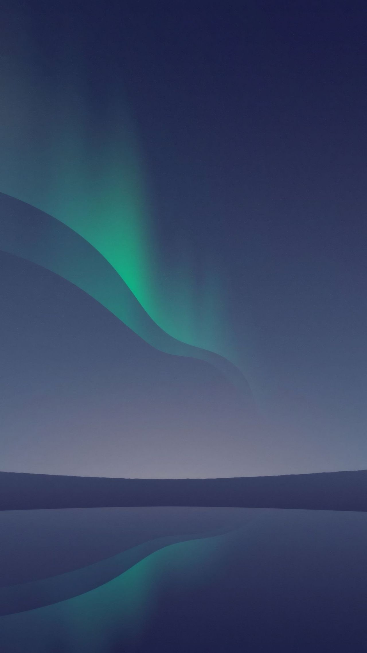 Abstract aurora borealis over minimal landscape
