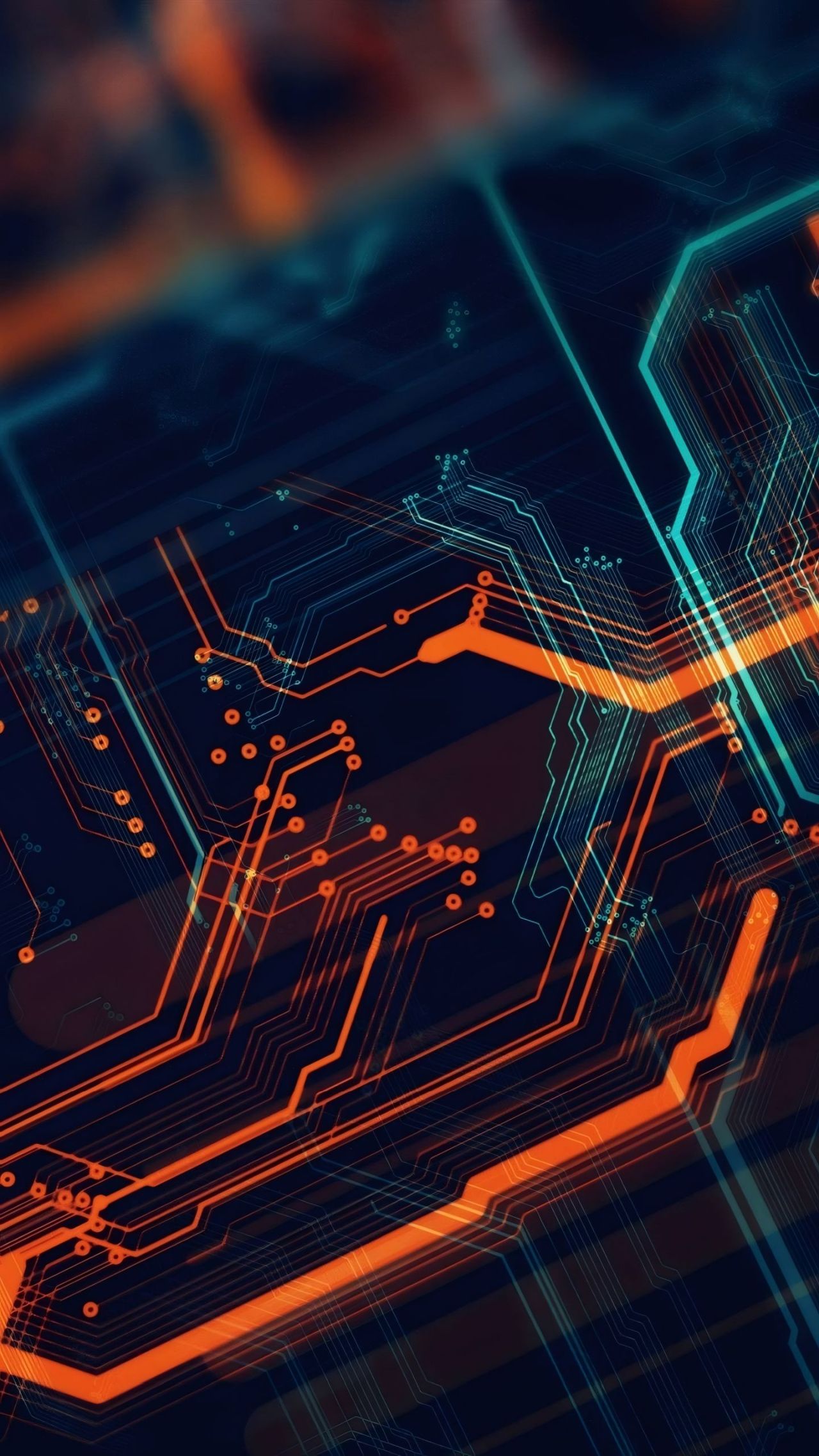 Abstract glowing circuit board pattern wallpaper