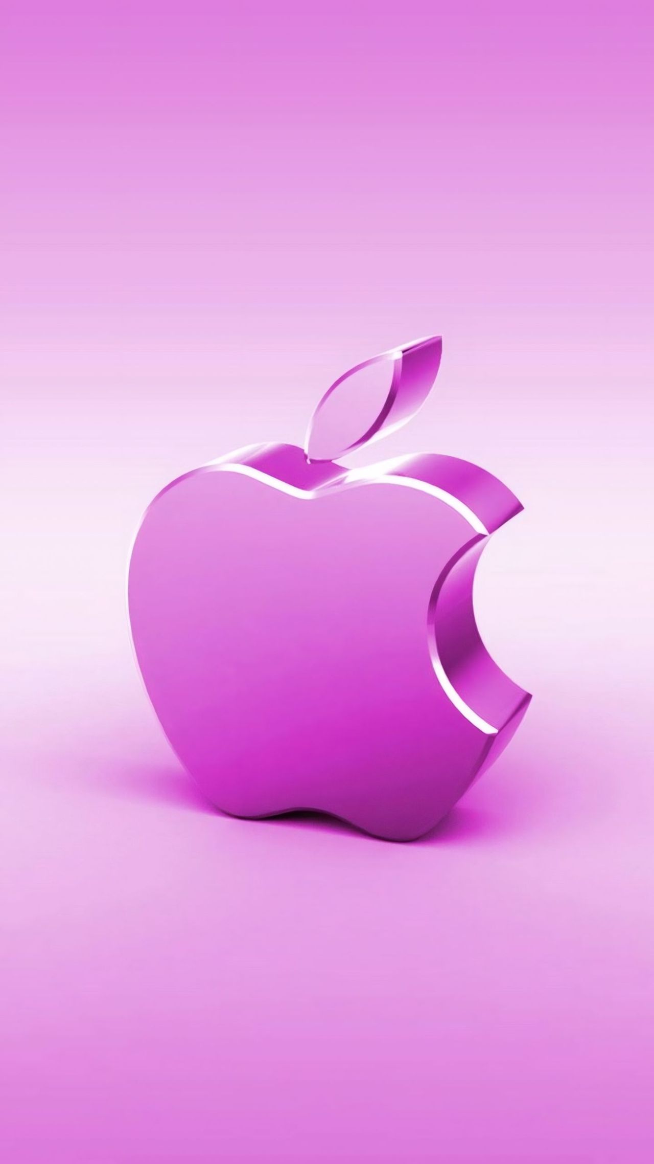 3D render of pink Apple logo on gradient background
