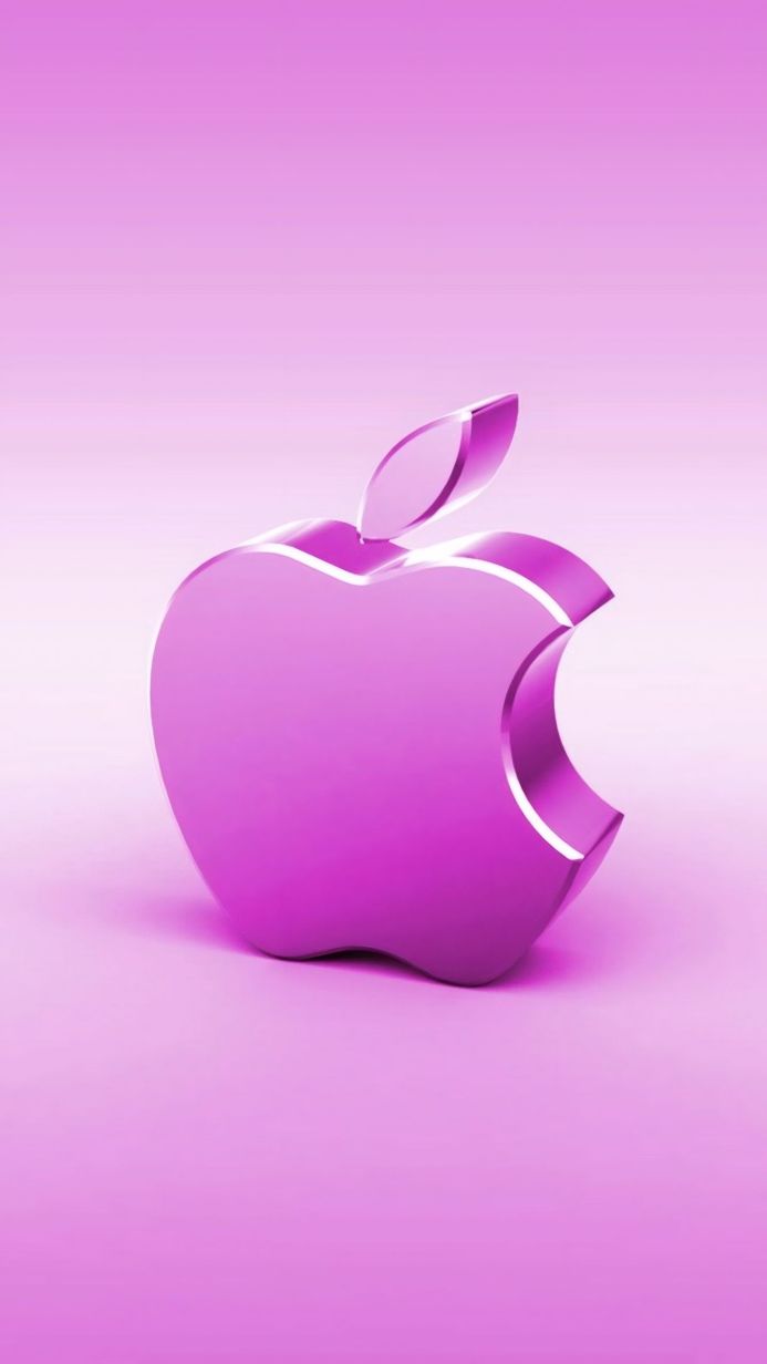 Pink Apple logo on a pink background