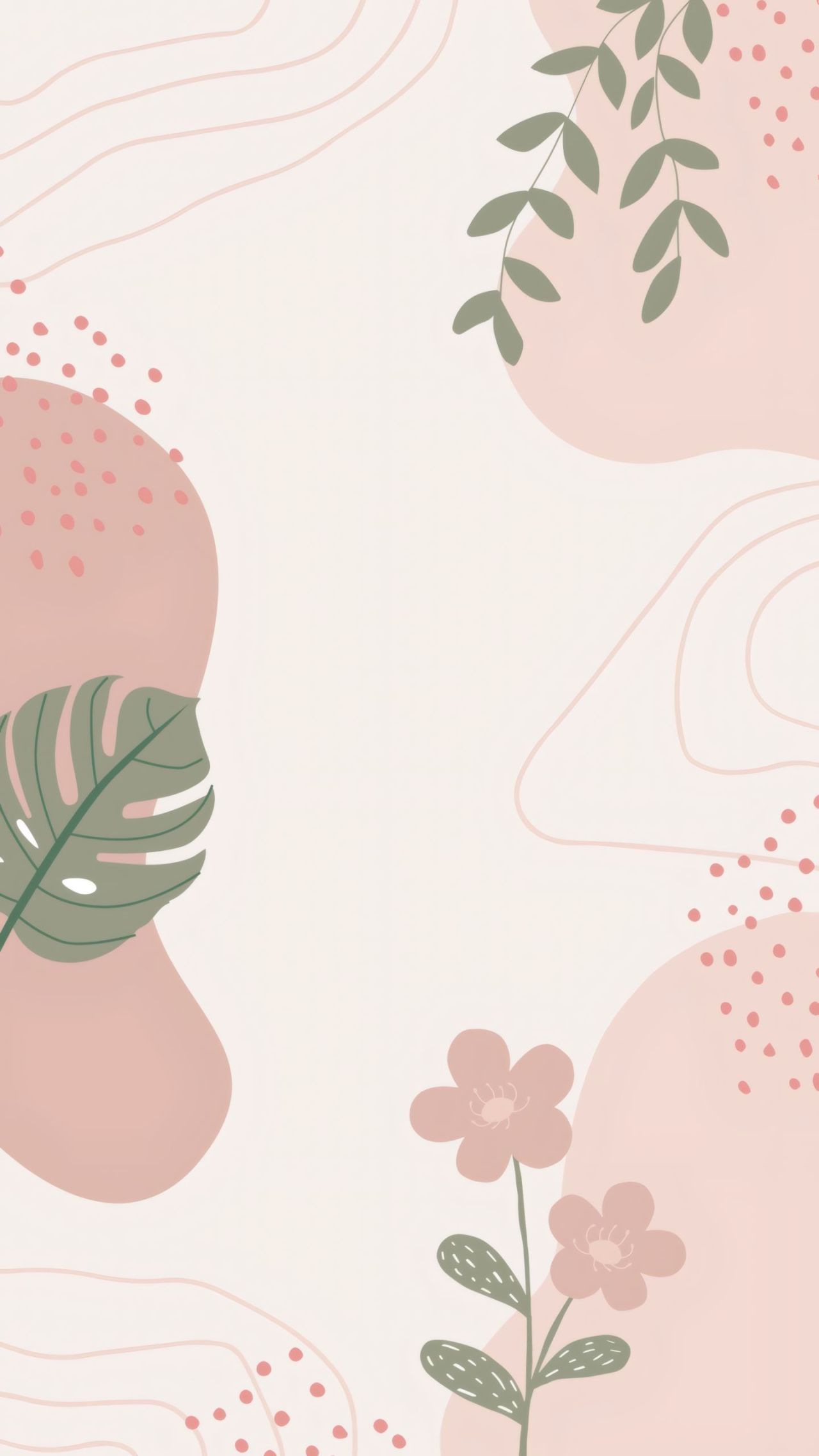 Abstract pastel background with plants and shapes