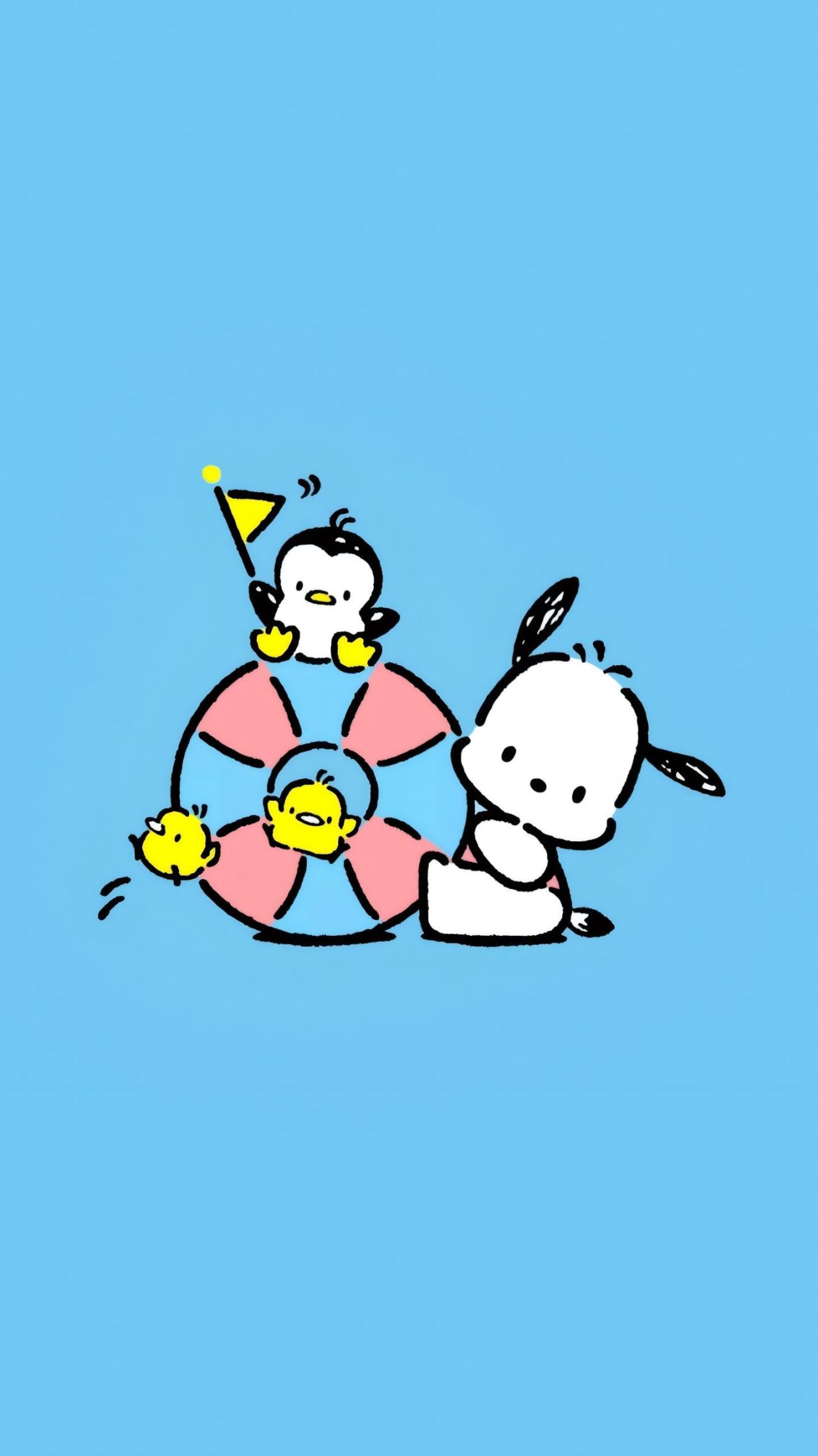 Pochacco penguin and chicks with life preserver